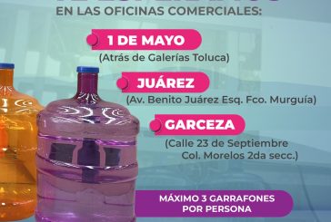 Gratis, llenar el garrafón de agua en Toluca